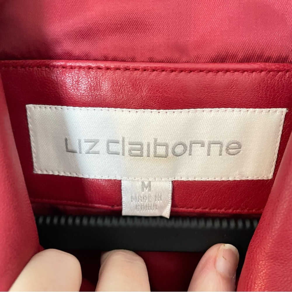 Liz Claiborne Red Leather Jacket Size Medium - Picture 2 of 13